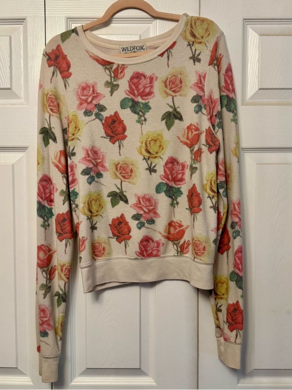 Wildfox Rose Print Jumper Sweatshirt